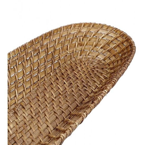 Cesta 44x16x7cm Para Paes Retangular Em Bambu E Rattan